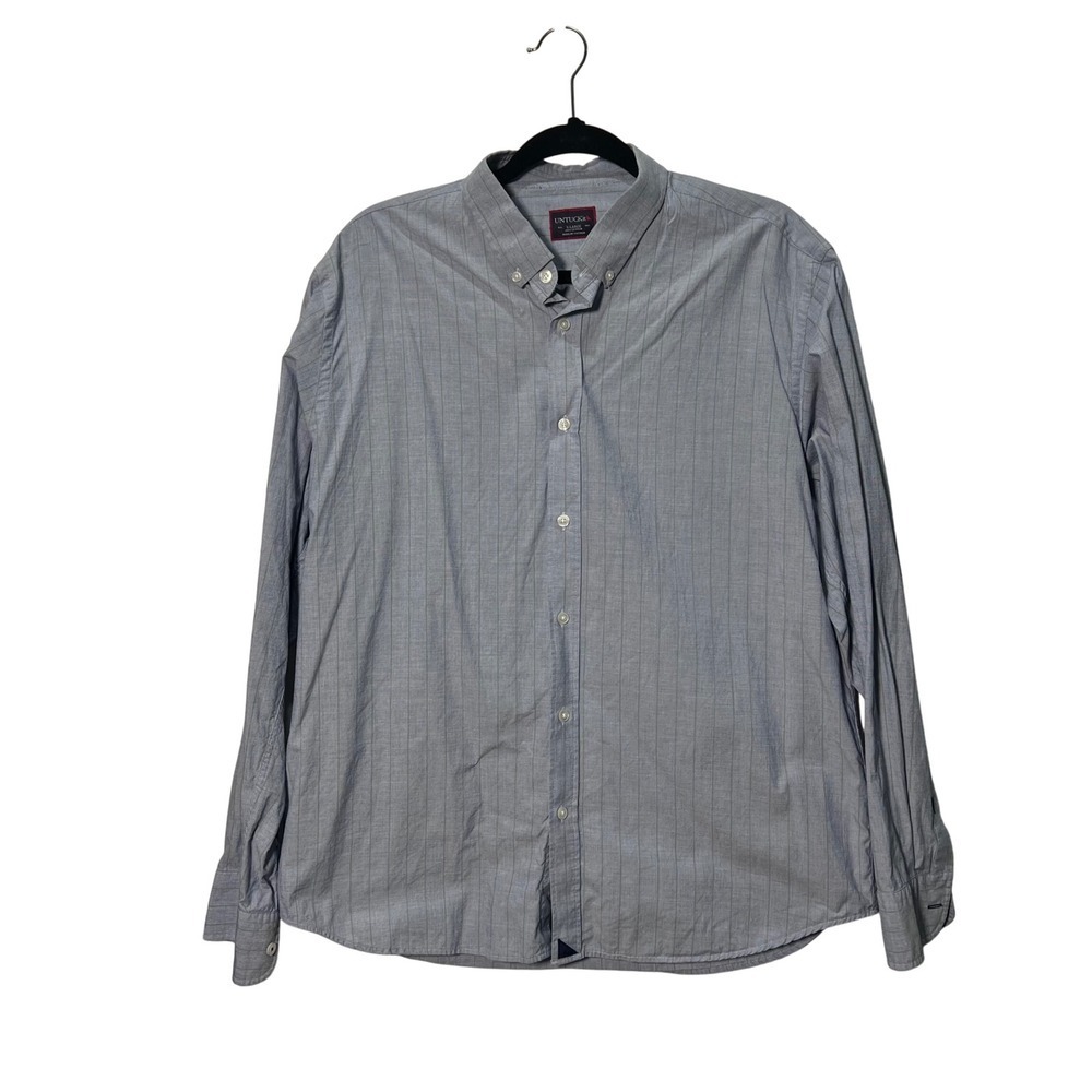 UNTUCKIT Mens XL Button Down Shirt Long Sleeve Blue Green Plaid Casual